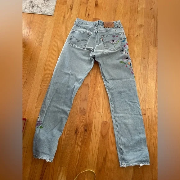 Rare Distressed custom embroidery vintage Levi 501 29x32 - Picture 12 of 13